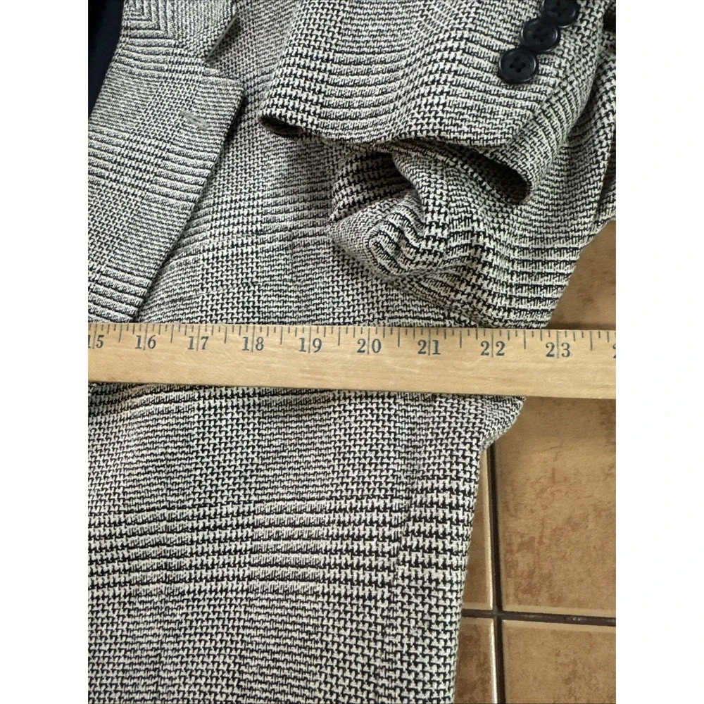 Stafford Sz 42R Silk Wool Gray Black Glen Plaid‎ Blazer Sport Suit Jacket